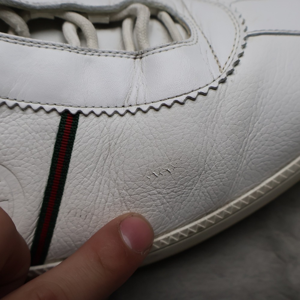 Gucci Mens 12 Sneakers White Leather Low Top Lace-Up Casual Classic Driving VTG - Picture 15 of 16